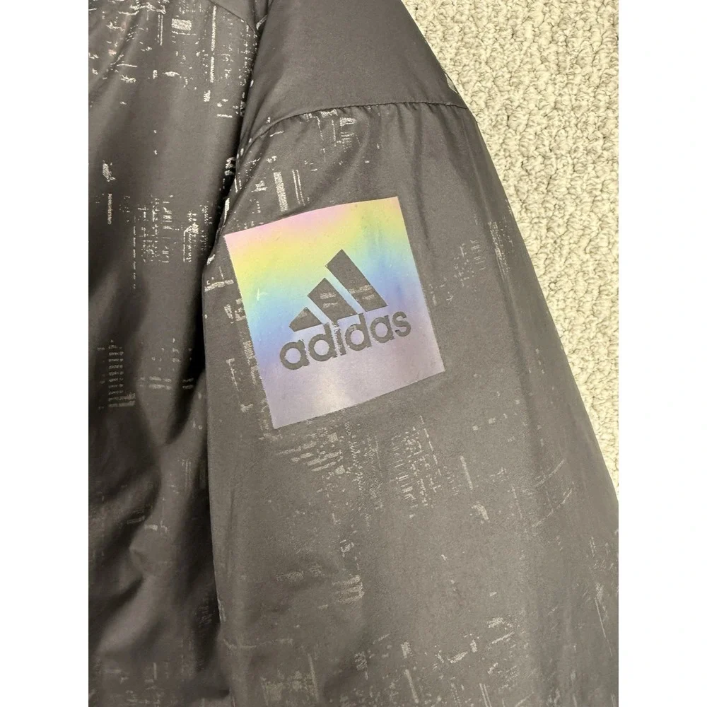 adidas Puffer Liner Jacket Mens XL Black Recycled Padded Snap Coat GL1008